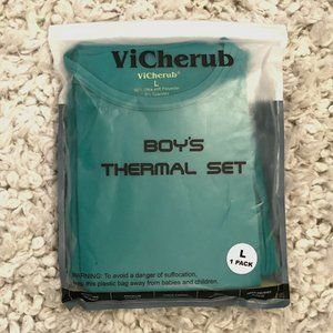 NEW ViCherub Thermal Underwear Set for Boy's - Long Johns Fleece Lined - Jade-L